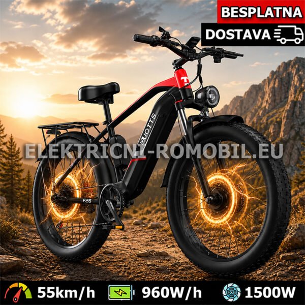 F26 DUOTTS Električni Bicikl Motor 1500W Samsung Punjiva Baterija 48V