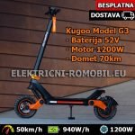 Električni Romobil G3 Skuter na Baterije 52V Motor 1200W Brzina 50km/h