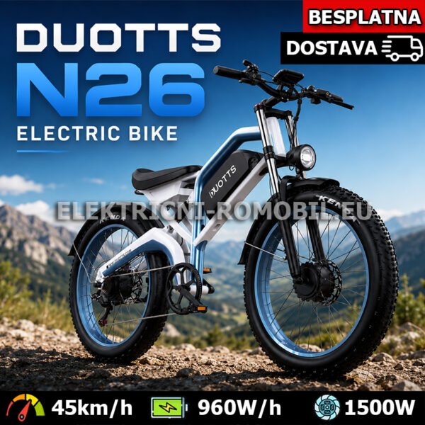 DUOTTS N26 električni bicikl 2x750W sa Samsung 48V 20Ah baterijom i dometom do 100 km